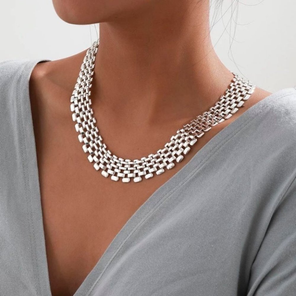 New Thick Chain Big Silver Color Necklace - Picture 3 of 6